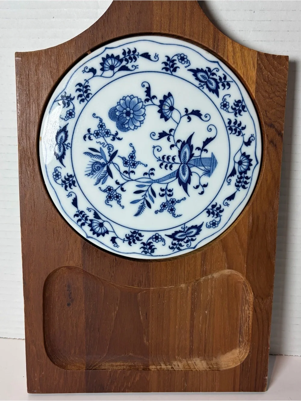 Teak Wood Cheese Board Tray Danube Blue Porcelain Tile Insert Charcuterie Board